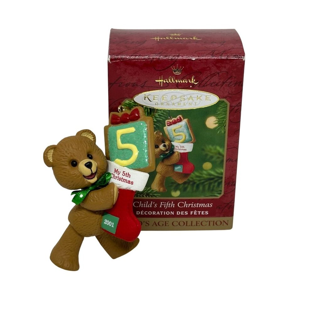 VTG 2000 Hallmark Keepsake‎ Ornament Child's 5th Christmas Bear Tree Star Decor